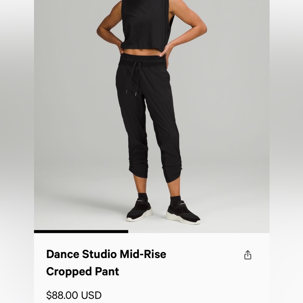 Lululemon Dance studio mid-rise cropped pant + free top size 12